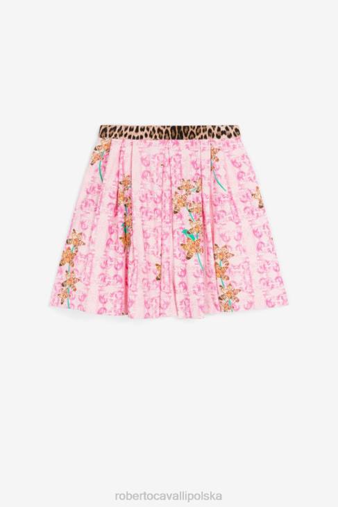 odzież damski róż 6D0R1428 dziewczyny Roberto Cavalli w całości plisowana spódnica midi