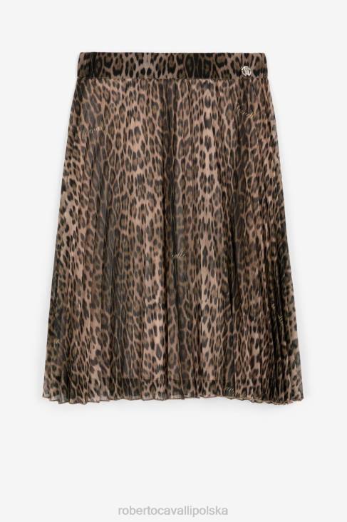 odzież naturalny 6D0R1328 dziewczyny Roberto Cavalli Plisowana spódnica w panterkę
