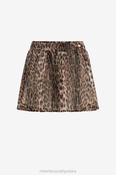 odzież naturalny 6D0R1424 dziewczyny Roberto Cavalli Plisowana spódnica w panterkę