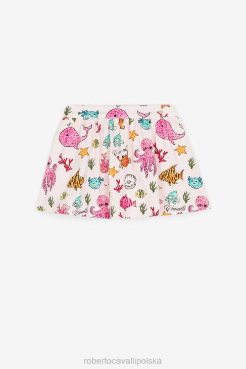odzież różowy 6D0R1450 dziewczyny Roberto Cavalli spódniczka mini w wodny wzór
