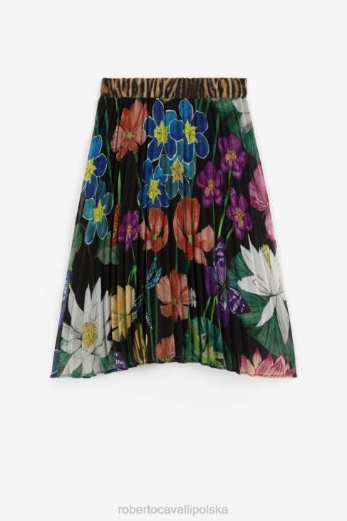 odzież wielobarwność 6D0R1519 dziewczyny Roberto Cavalli Plisowana spódnica w kwiatowy wzór