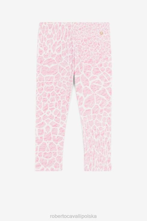 odzież biały 6D0R1398 dziewczyny Roberto Cavalli Legginsy z nadrukiem żyrafy