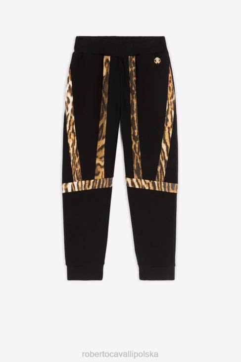 odzież czarny 6D0R1534 dziewczyny Roberto Cavalli Spodnie dresowe z nadrukiem ocelotu