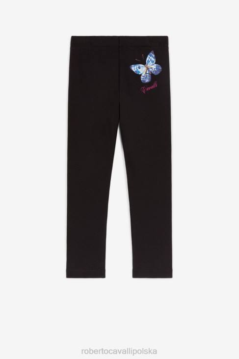 odzież czarny 6D0R1535 dziewczyny Roberto Cavalli spodnie dresowe z nadrukiem logo