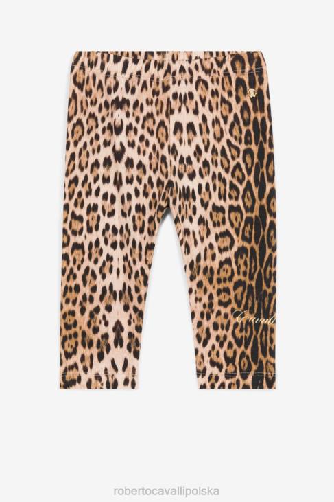 odzież naturalny 6D0R1433 dziewczyny Roberto Cavalli Bawełniane legginsy w panterkę