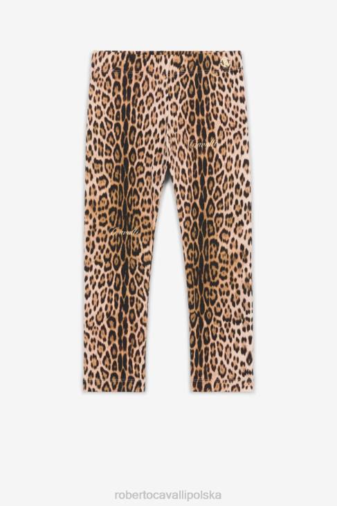 odzież naturalny 6D0R1484 dziewczyny Roberto Cavalli legginsy w panterkę i z nadrukiem logo