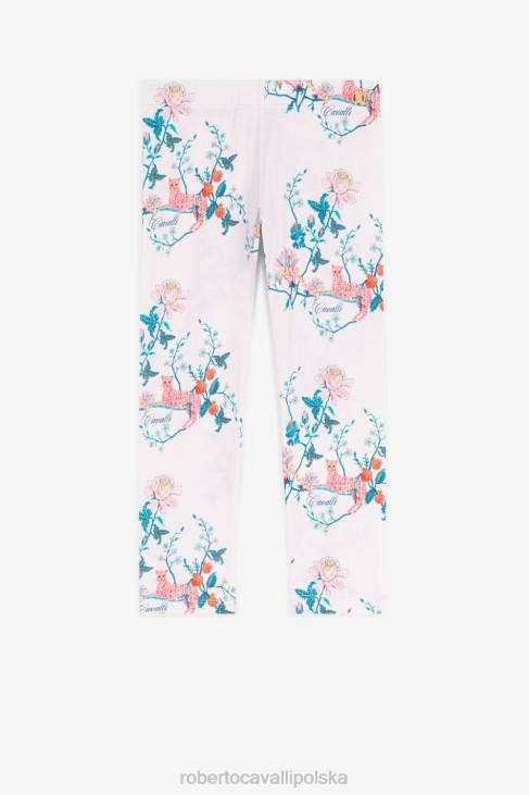 odzież różowy 6D0R1303 dziewczyny Roberto Cavalli bawełniane legginsy w kwiatowy wzór