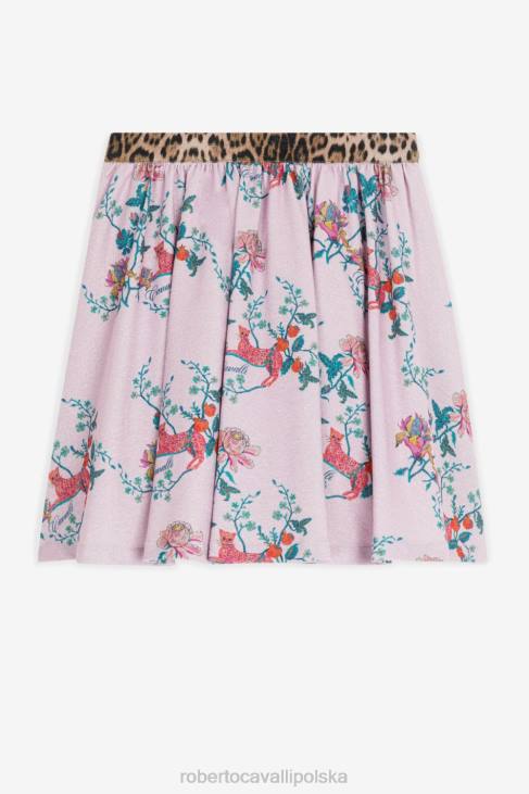 odzież różowy 6D0R1303 dziewczyny Roberto Cavalli bawełniane legginsy w kwiatowy wzór