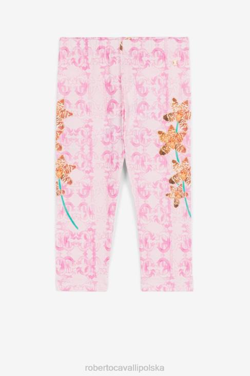odzież różowy 6D0R1460 dziewczyny Roberto Cavalli legginsy z nadrukiem monogramów
