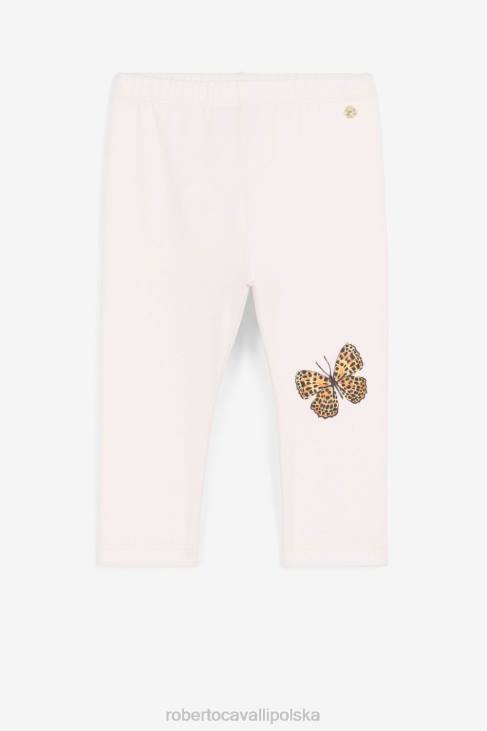 odzież różowy 6D0R1506 dziewczyny Roberto Cavalli Bawełniane legginsy z nadrukiem motyli