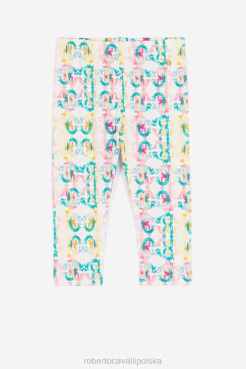 odzież wielobarwność 6D0R1463 dziewczyny Roberto Cavalli Legginsy z nadrukiem monogramów w bloki kolorów