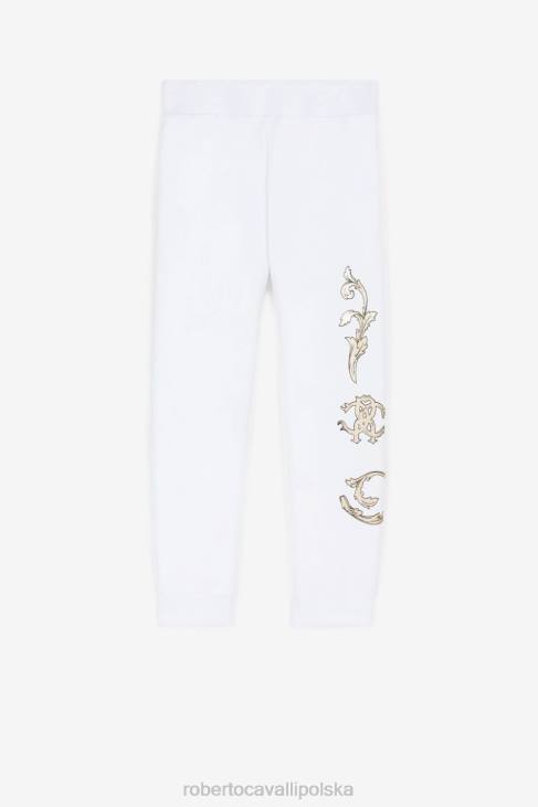 odzież złamana biel 6D0R1442 dziewczyny Roberto Cavalli Spodnie dresowe z nadrukiem monogramu rc