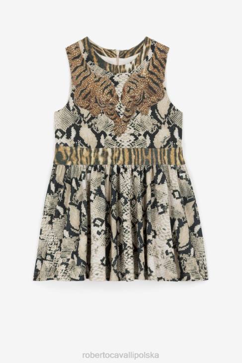 odzież 9116 6D0R1517 dziewczyny Roberto Cavalli Sukienka we wzór pytona i ocelota