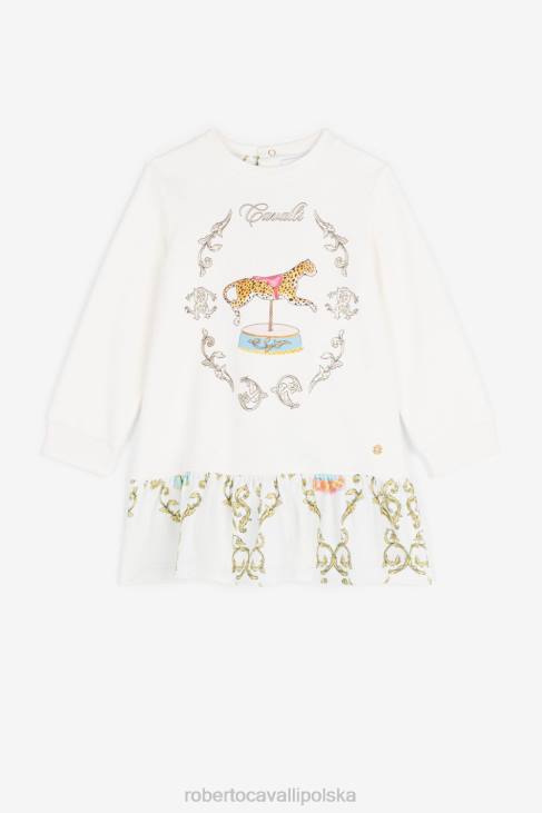 odzież Bianco 6D0R1277 dziewczyny Roberto Cavalli Sukienka z monogramem RC i filigranowym nadrukiem