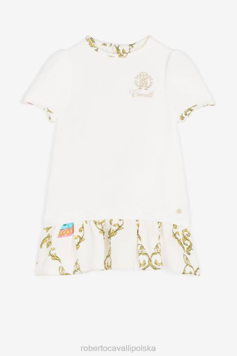 odzież Bianco 6D0R1309 dziewczyny Roberto Cavalli Jedwabna sukienka z haftowanym monogramem rc