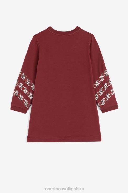 odzież bordeaux 6D0R1513 dziewczyny Roberto Cavalli Sukienka t-shirtowa z graficznym nadrukiem
