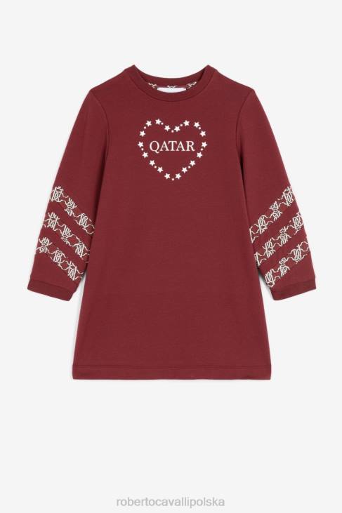odzież bordeaux 6D0R1514 dziewczyny Roberto Cavalli Sukienka z rozciągliwej bawełny w kształcie serca