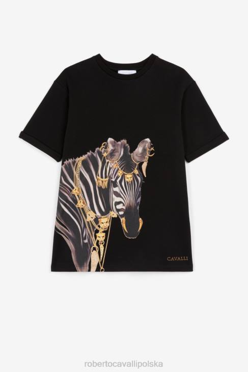 odzież czarny 6D0R1532 dziewczyny Roberto Cavalli sukienka w zebrę