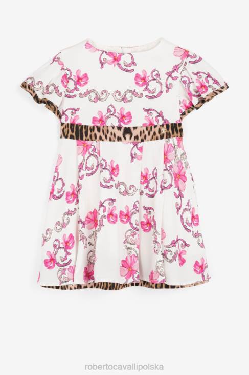 odzież niebieski 6D0R1480 dziewczyny Roberto Cavalli sukienka w filigranowy i kwiatowy print