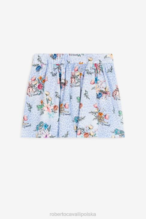 odzież niebieski 6D0R1480 dziewczyny Roberto Cavalli sukienka w filigranowy i kwiatowy print