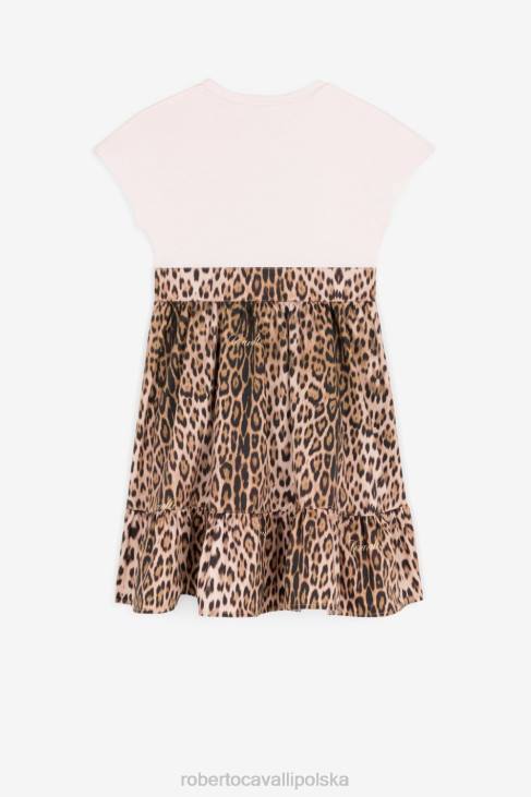 odzież różowy 6D0R1311 dziewczyny Roberto Cavalli Jedwabna sukienka w kwiatowy print