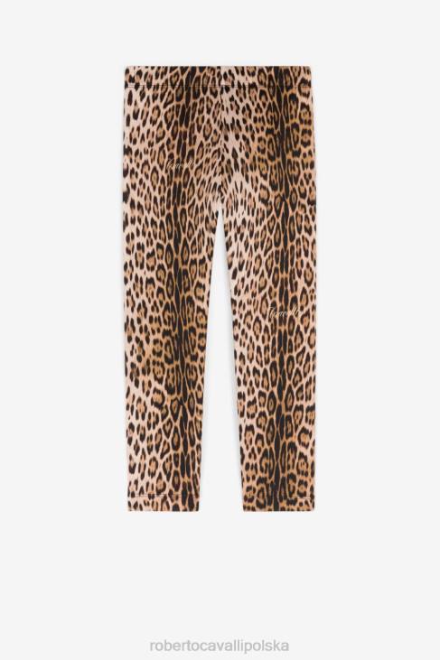 odzież różowy 6D0R1312 dziewczyny Roberto Cavalli Bawełniana sukienka w panterkę z monogramem rc