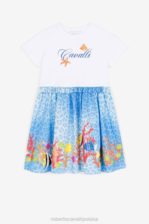 odzież wielobarwność 6D0R1500 dziewczyny Roberto Cavalli Sukienka t-shirtowa z nadrukiem ryb