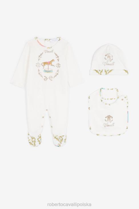 odzież Bianco 6D0R1229 dziewczyny Roberto Cavalli Zestaw babygrow w filigran i wzór jaguara