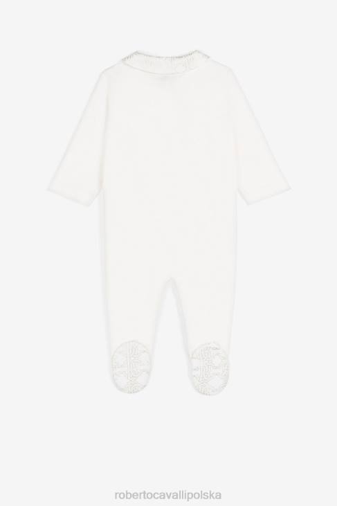 odzież Bianco 6D0R1229 dziewczyny Roberto Cavalli Zestaw babygrow w filigran i wzór jaguara