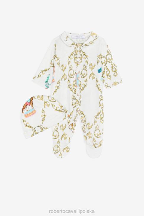 odzież Bianco 6D0R1240 dziewczyny Roberto Cavalli Zestaw babygrow z filigranowym nadrukiem