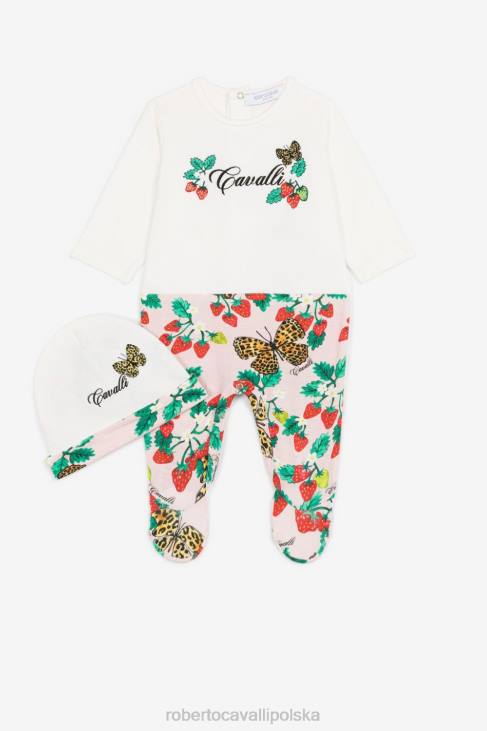 odzież niebieski 6D0R1342 dziewczyny Roberto Cavalli Zestaw babygrow z motywem motyli i truskawek