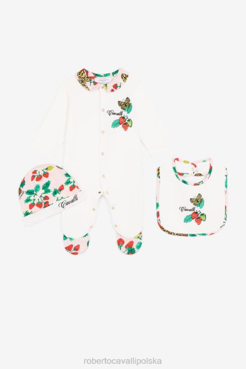 odzież niebieski 6D0R1348 dziewczyny Roberto Cavalli Zestaw babygrow z haftem motylkowym i truskawkowym