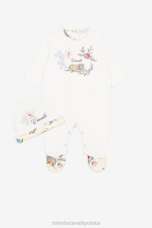 odzież niebieski 6D0R1349 dziewczyny Roberto Cavalli Zestaw babygrow z jaguarem i kwiatowym nadrukiem