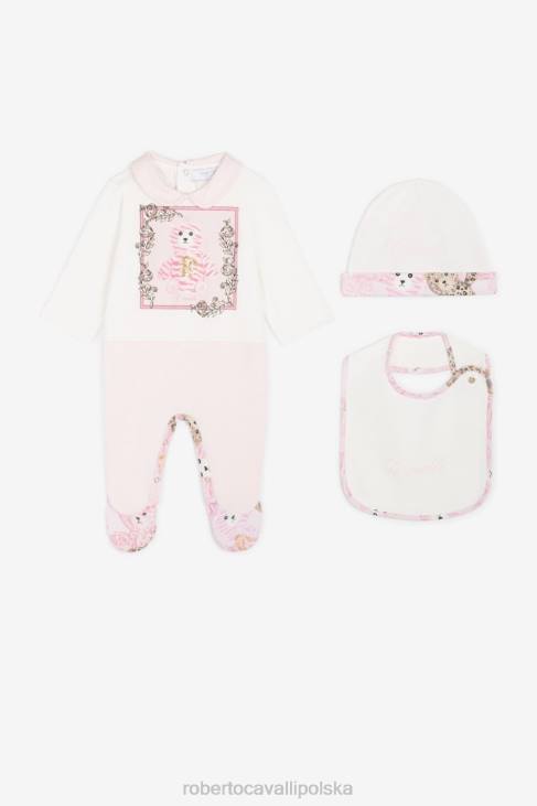 odzież różowy 6D0R1224 dziewczyny Roberto Cavalli Bawełniany zestaw babygrow z nadrukiem misia