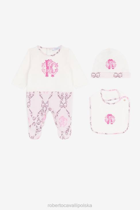 odzież różowy 6D0R1225 dziewczyny Roberto Cavalli Zestaw babygrow z haftowanym monogramem rc