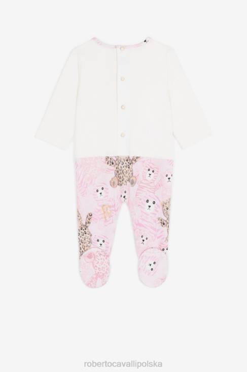 odzież różowy 6D0R1225 dziewczyny Roberto Cavalli Zestaw babygrow z haftowanym monogramem rc