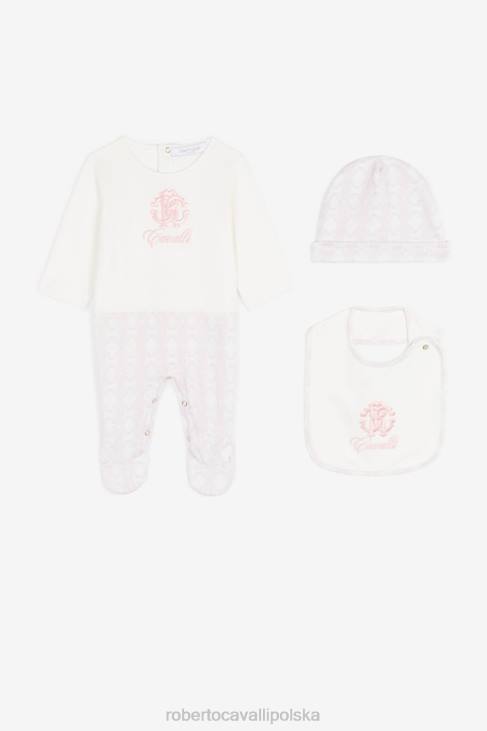 odzież różowy 6D0R1233 dziewczyny Roberto Cavalli Zestaw babygrow z haftowanym monogramem rc