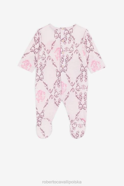 odzież różowy 6D0R1233 dziewczyny Roberto Cavalli Zestaw babygrow z haftowanym monogramem rc