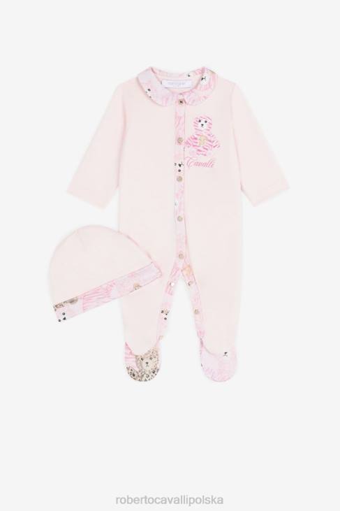 odzież różowy 6D0R1235 dziewczyny Roberto Cavalli Bawełniany zestaw babygrow z nadrukiem misia