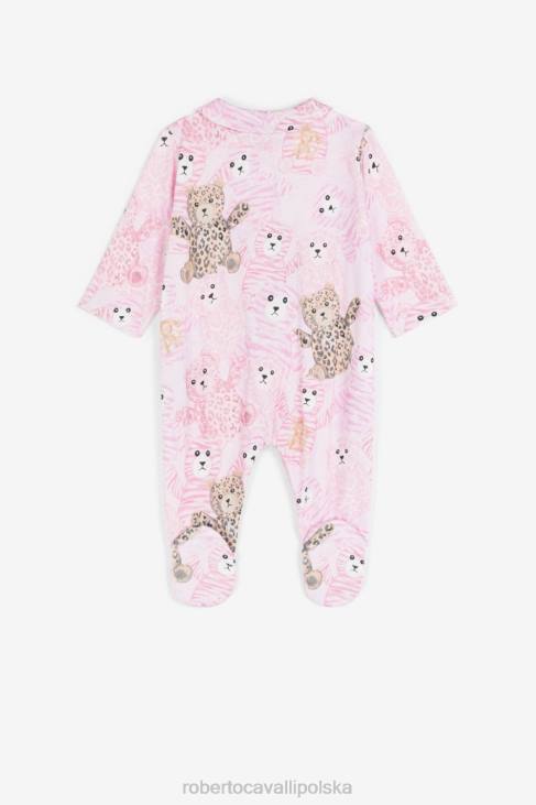 odzież różowy 6D0R1235 dziewczyny Roberto Cavalli Bawełniany zestaw babygrow z nadrukiem misia