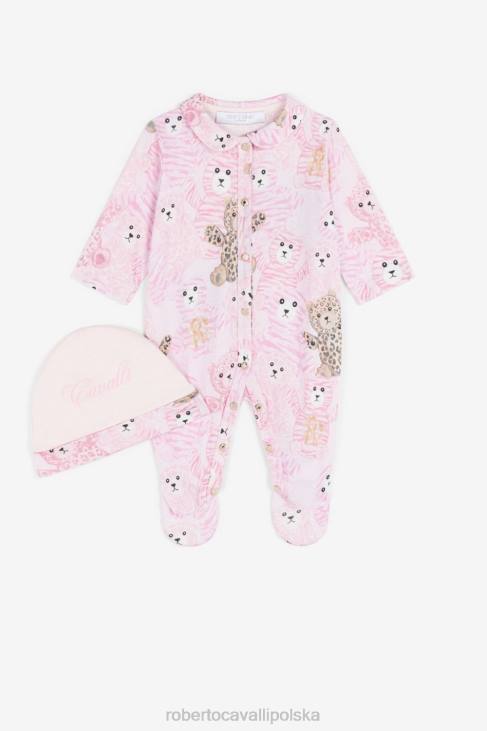 odzież różowy 6D0R1236 dziewczyny Roberto Cavalli Bawełniany zestaw babygrow z nadrukiem misia
