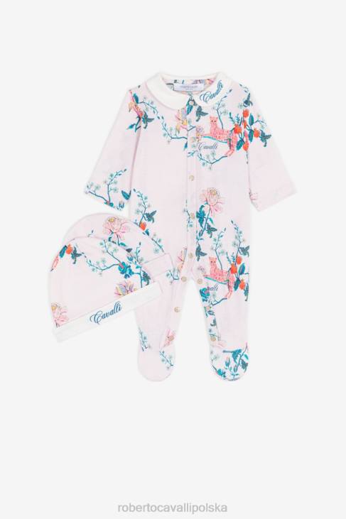 odzież różowy 6D0R1238 dziewczyny Roberto Cavalli zestaw babygrow z kwiatowym nadrukiem