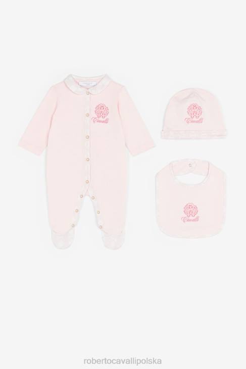 odzież różowy 6D0R1239 dziewczyny Roberto Cavalli Zestaw babygrow z haftowanym monogramem rc