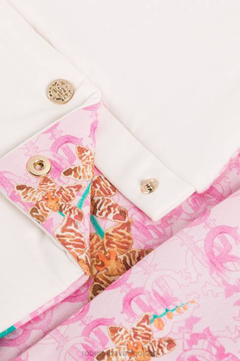 odzież różowy 6D0R1344 dziewczyny Roberto Cavalli zestaw babygrow z haftem kwiatowym