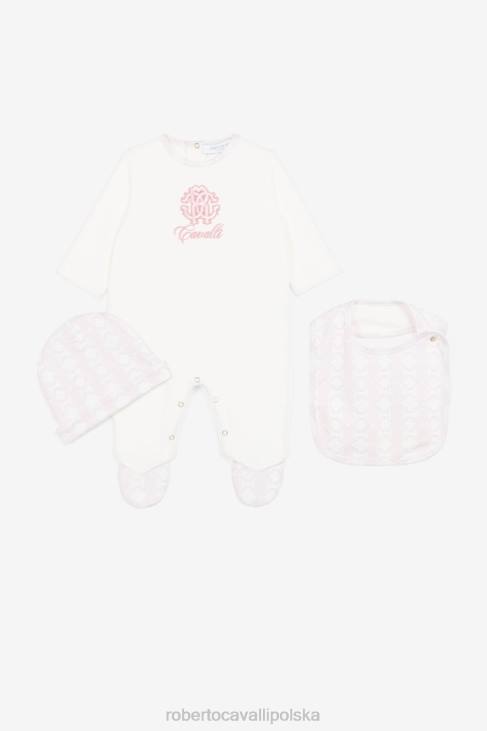 odzież różowy 6D0R1353 dziewczyny Roberto Cavalli Zestaw babygrow z haftowanym monogramem rc