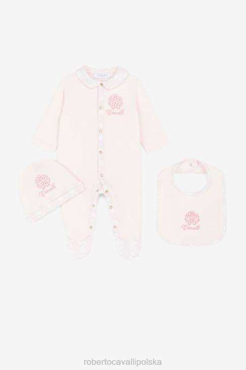 odzież różowy 6D0R1354 dziewczyny Roberto Cavalli Zestaw babygrow z haftowanym monogramem rc