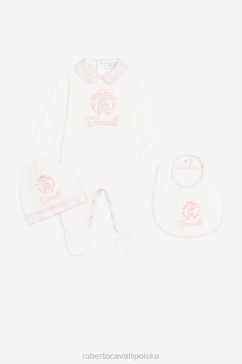 odzież różowy 6D0R1357 dziewczyny Roberto Cavalli Zestaw babygrow z haftowanym logo