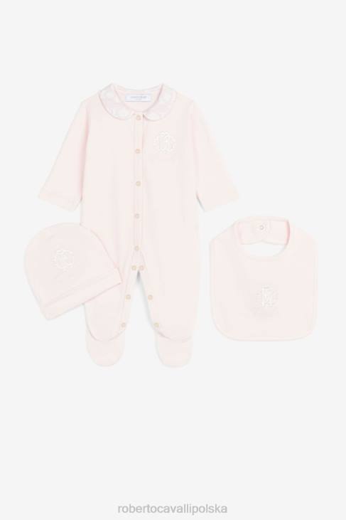 odzież różowy 6D0R1359 dziewczyny Roberto Cavalli Zestaw babygrow z haftowanym logo