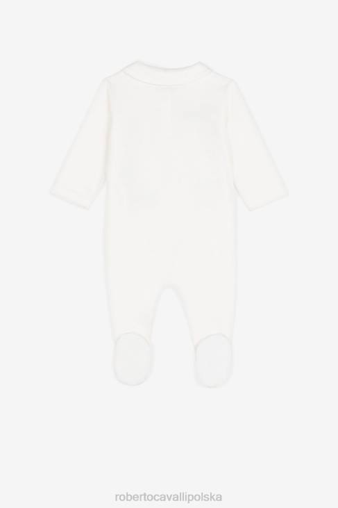 odzież złoto/platyna 6D0R1227 dziewczyny Roberto Cavalli Zestaw bawełniany babygrow z haftowanym monogramem rc