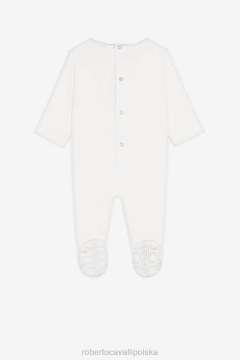 odzież złoto/platyna 6D0R1230 dziewczyny Roberto Cavalli Zestaw bawełniany babygrow z haftowanym monogramem rc